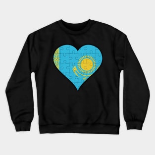 Kazakhstani Jigsaw Puzzle Heart Design - Gift for Kazakhstani With Kazakhstan Roots Crewneck Sweatshirt